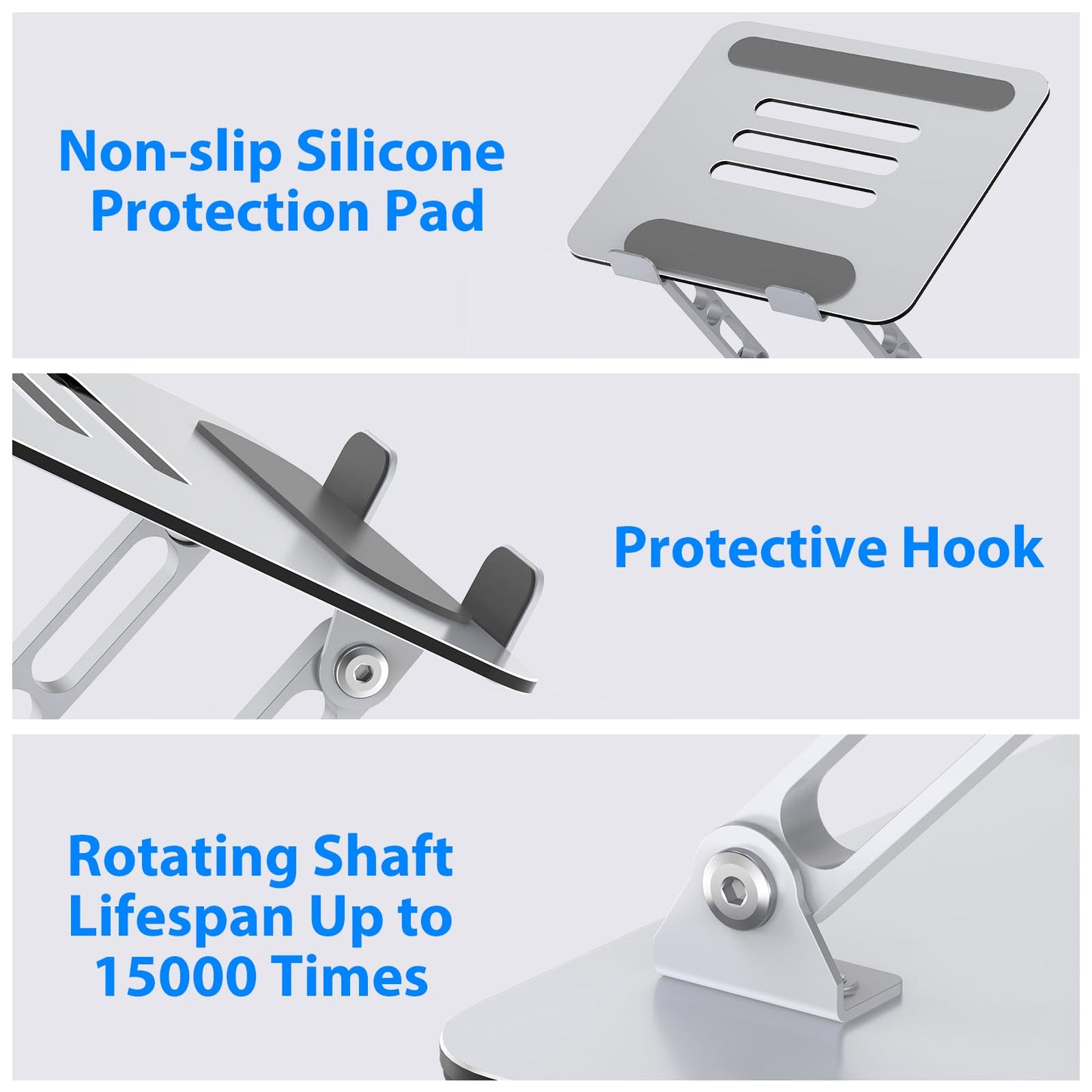 Gogoonike Laptop Stand for Desk, Adjustable Laptop Riser, Metal Foldable Computer Stand Holder Portable Notebook Mount, Ventilated Cooling Notebook Stand Compatible with 10-15.6” Laptops