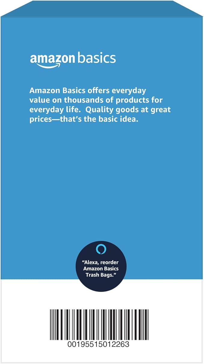 Amazon Basics Multipurpose Drawstring Trash Bags, 30 Gallon Capacity, Tear