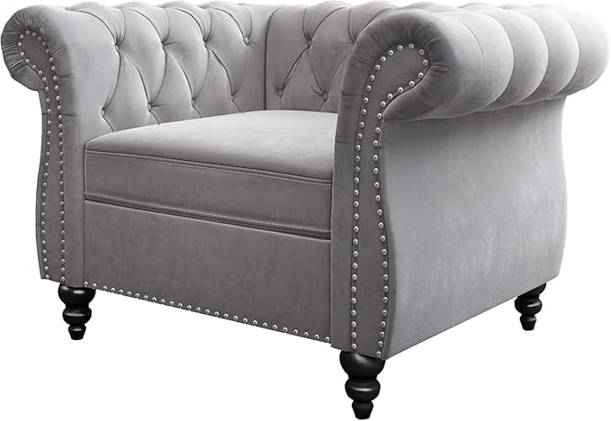 Mid-Century Sofa Chair, Velvet Accent Chair