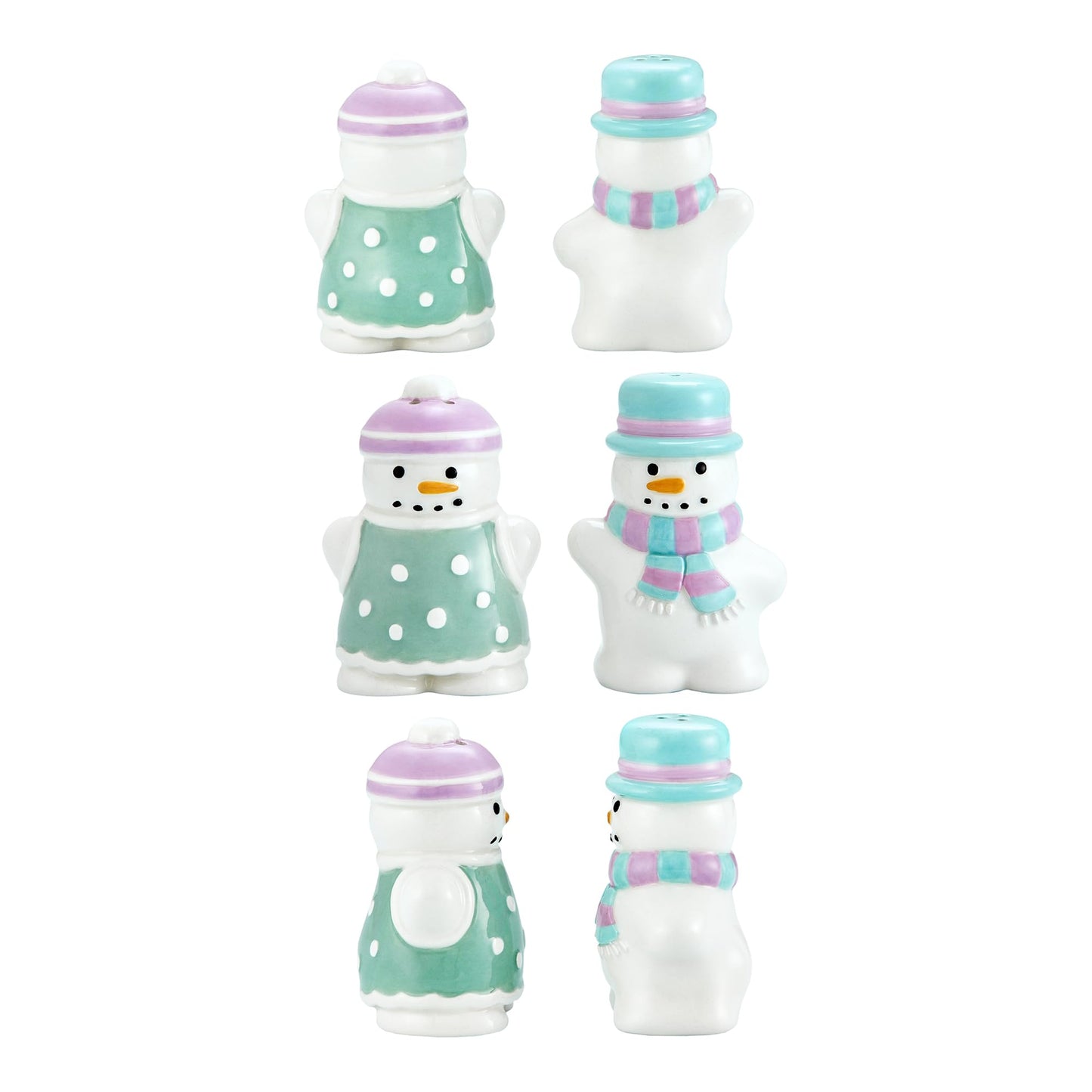 Bico Snowman Ceramic Hand Painted Salt & Pepper Shaker Set, Cute Christmas Decor, Dishwasher Safe
