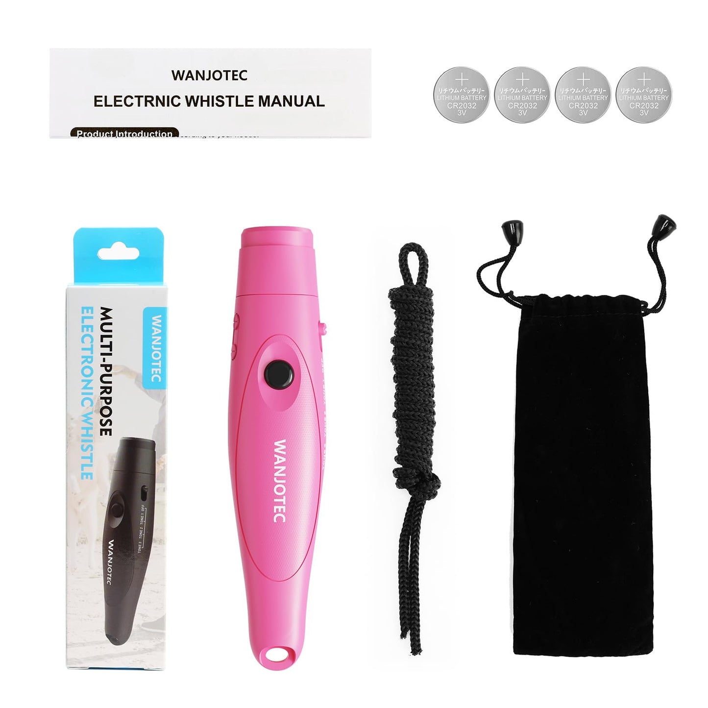 WANJOTEC Electronic Whistle for Teacher Coaches, 3 Tones Adjustable 130db Loudest High Volume Handheld Emergency Electric Whistles for Referee, P.E.Outdoor Sports Whistles with Lanyard,Gift (Pink)