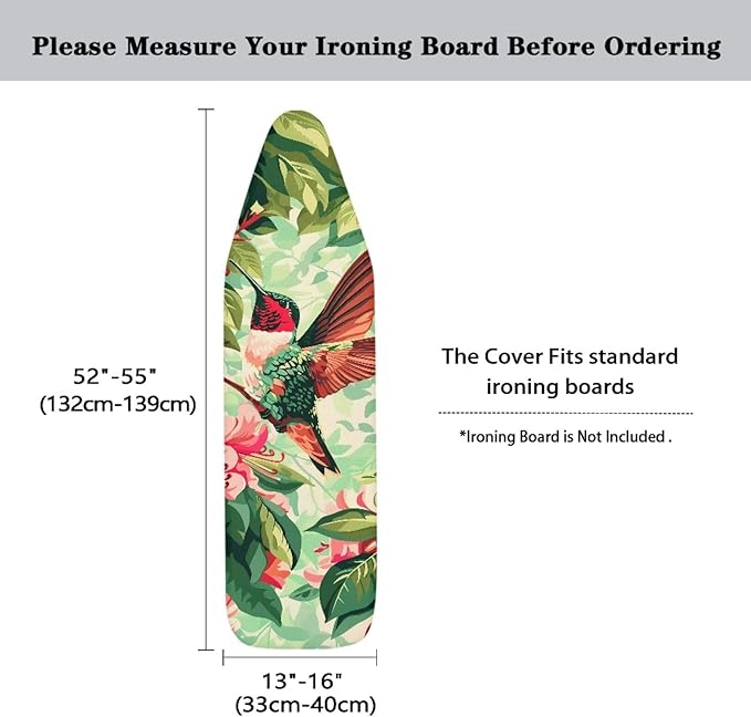 Hummingbird Monstera Ironing Board Cover Table Top Ironing Board Cover and Pad