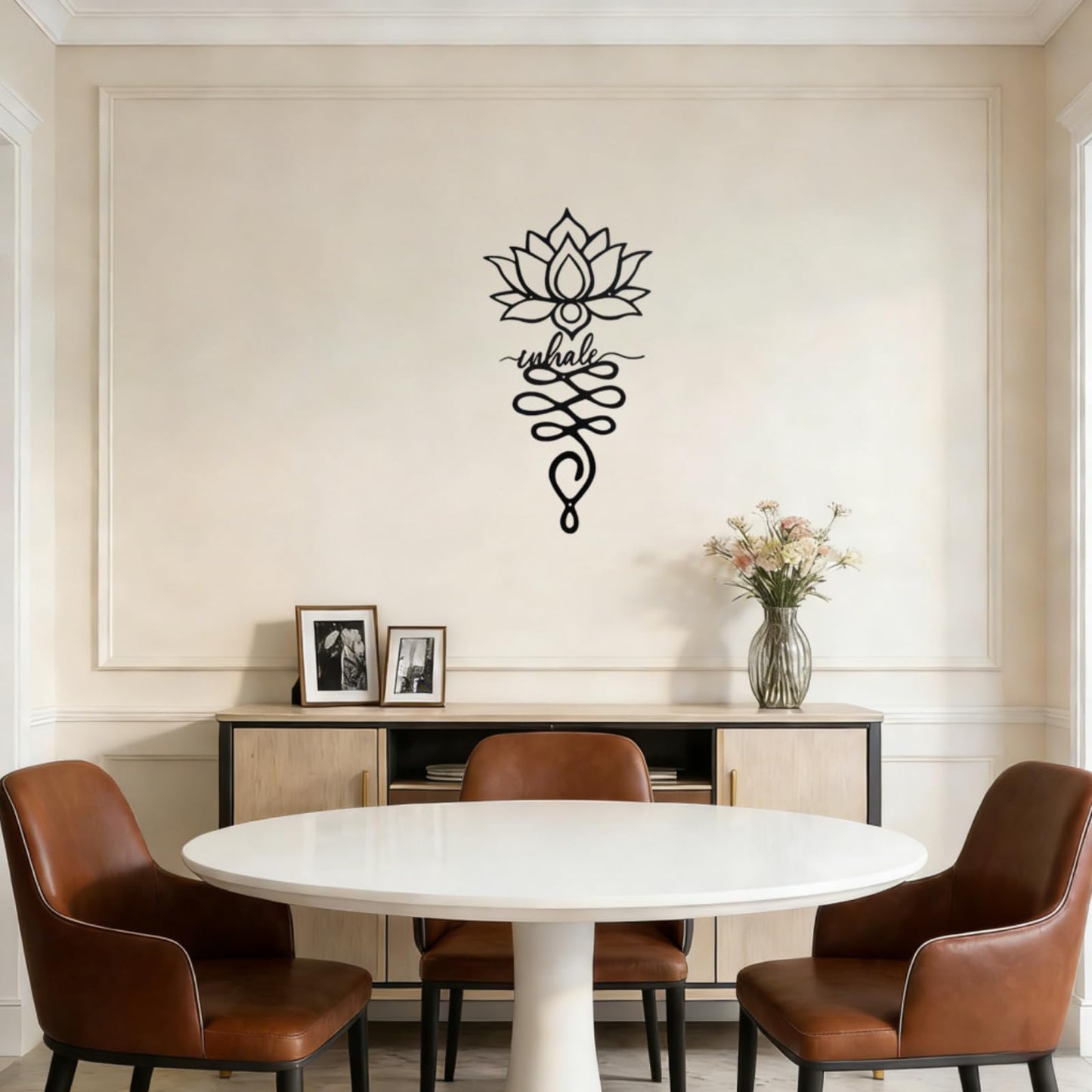 JBCHUCI Lotus Flower Wall Decor - 23.7”x12.6” Black Metal Yoga Meditation Wall Art, Boho Zen Sculpture for Home Living Room, Bedroom, Office, Spiritual Gift & Mindfulness Decor for Yoga Lovers