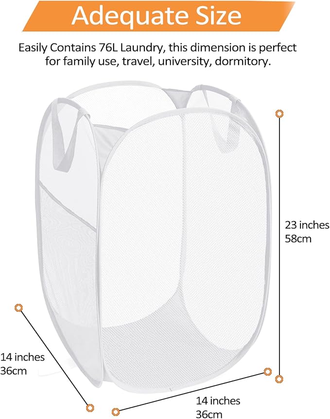 2 Pcs Durable Collapsible Laundry Baskets