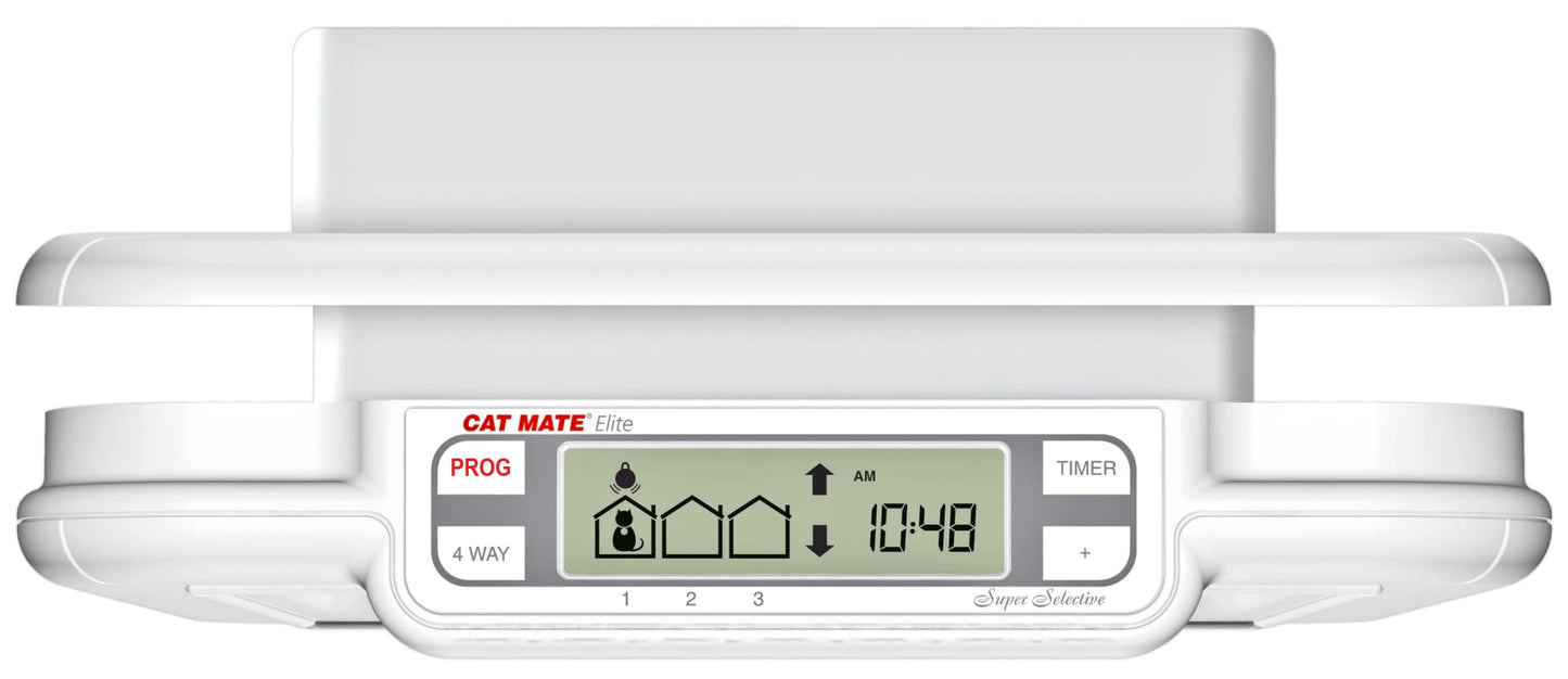 Cat Mate Elite Microchip Cat Flap with Digital Timer & LCD Display (355) - For Small to Average sized Cats, Easy Installation in UPVC Doors, Glass, and Wood, White