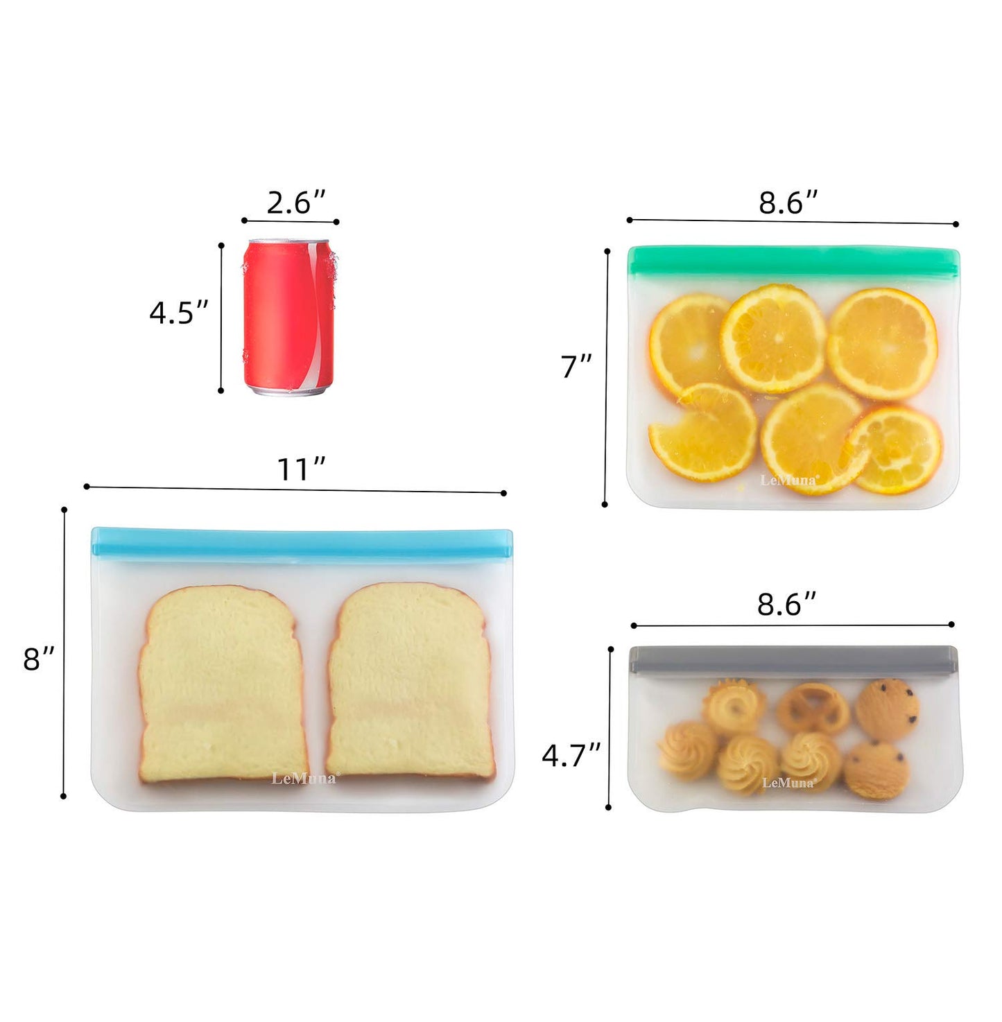 12 Pack Reusable Food Storage Bags - BPA-Free, Leakproof Food Bags - Includes 4 Gallon, 4 Sandwich, and 4 Snack Bags - Ideal Solution for Safe and Convenient Freezer Storage.