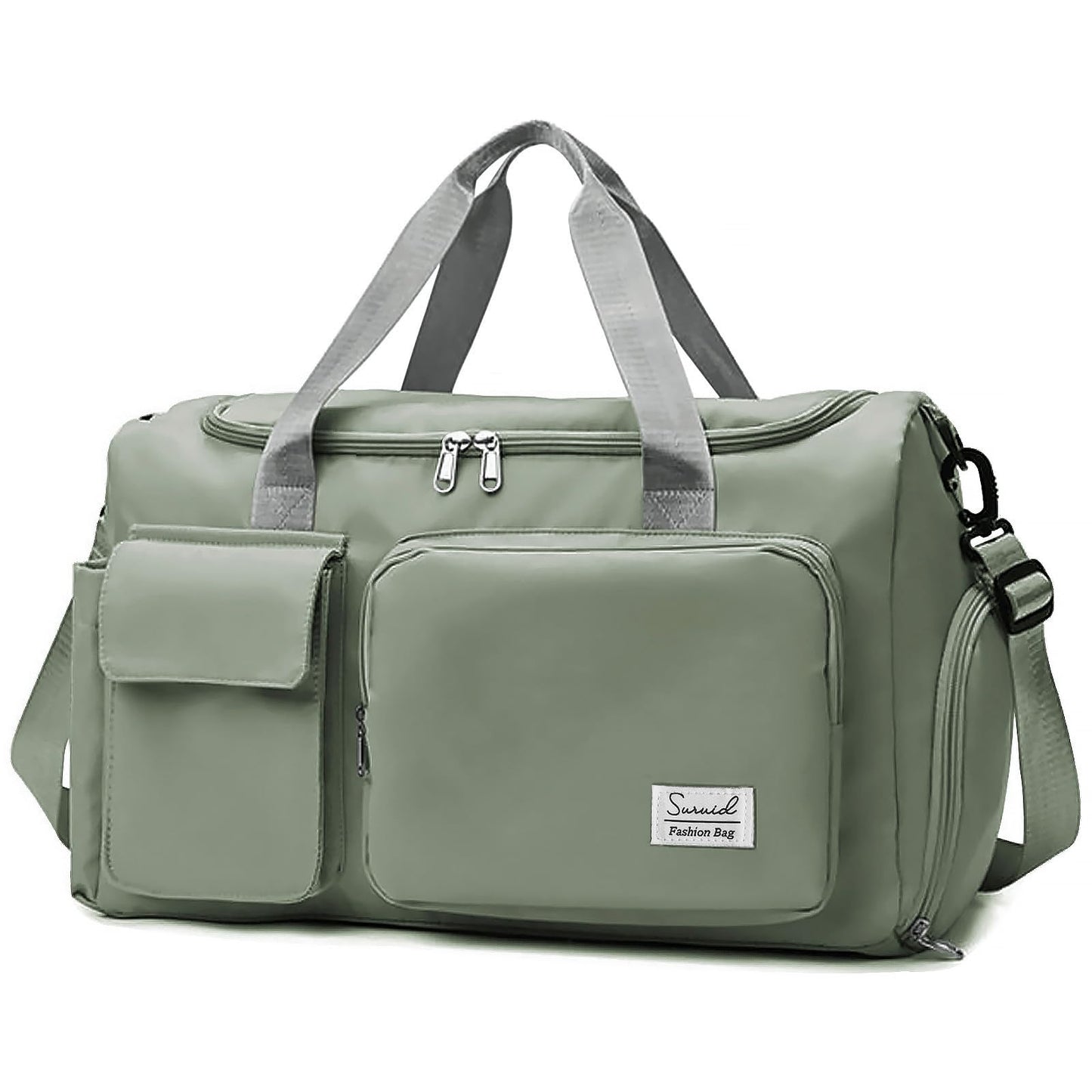 Suruid Travel Duffel Bag with Shoes Compartment Sports Gym Bag with Dry Wet Separated Pocket for Men and Women, Overnight Bag Weekender Bag Training Handbag Yoga Bag - Dark Green