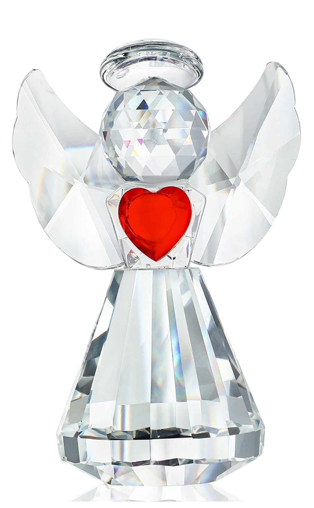 HDCRYSTALGIFTS 3.3inch Crystal Guardian Angel Figurine Art Glass Angel Ornaments Statues for Mom Women Home Table Paperweight Decoration Collectible,Clear