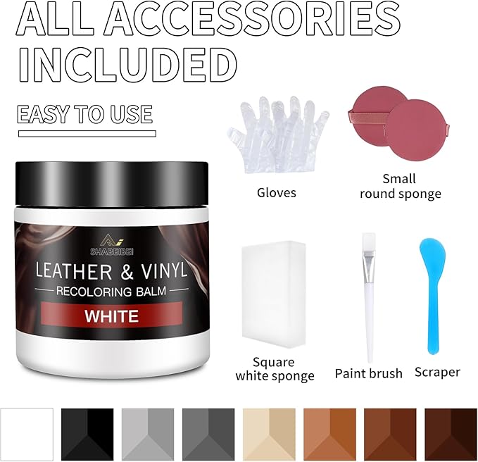 Leather Recoloring Balm and Scratch Repair Kit, Car Seats, Leather Paint & Stain