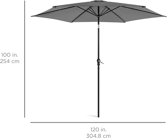 Best Choice Products 10ft Outdoor Table Compatible Steel Polyester Market Patio Umbrella w/Crank and Easy Push Button Tilt