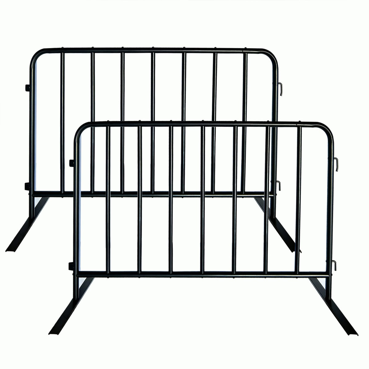 BIGalleons 2-Pack Steel Crowd Control Barrier, Light Duty 5FT Interlocking Safety Barricade, 16GA Galvanized Steel Queue Barrier, Assembly Needed for Pedestrian Traffic & Construction Barricade(Black)