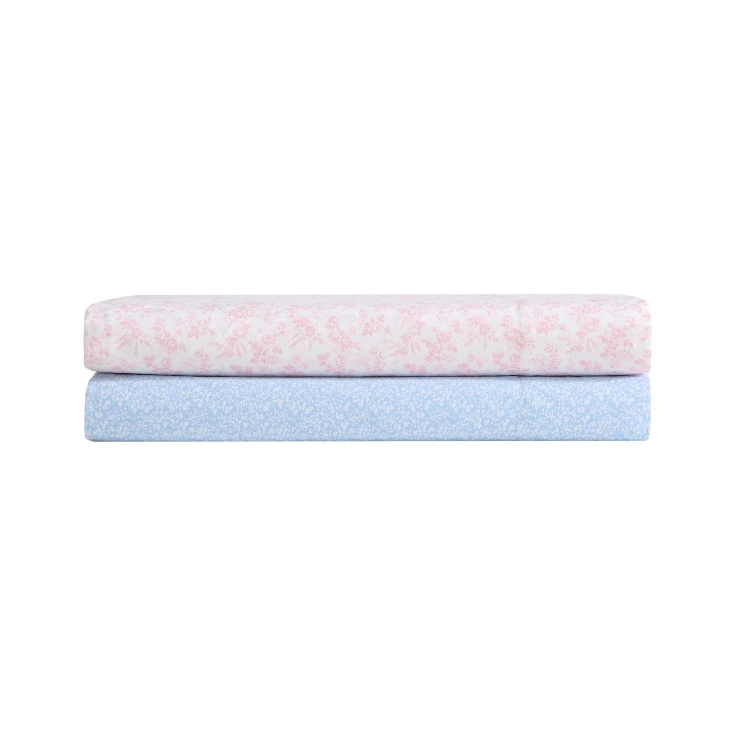 Laura Ashley - King Sheet Set, Crisp & Cool Cotton Percale Bedding with Deep Pockets, Lightweight for Year Round Comfort, Bed Sheets with Matching Pillowcases (Maeve Blue)