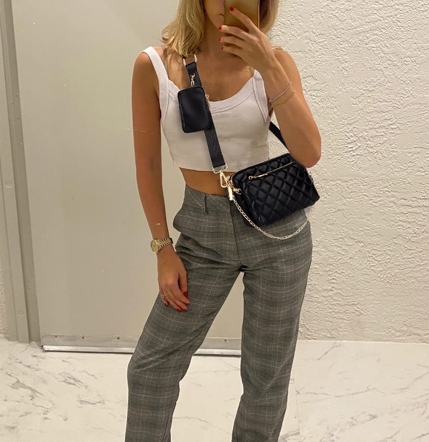 UTO Small Crossbody Bags for Women 3 in 1 Trendy Belt Purse Fashion Designer Mini Cute Sling Fanny Chest Pack