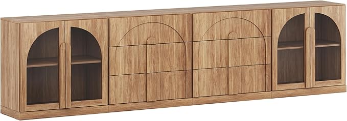 BELLEZE 4-Piece Modular Sideboard Buffet Cabinet Freely Configurable, Glass