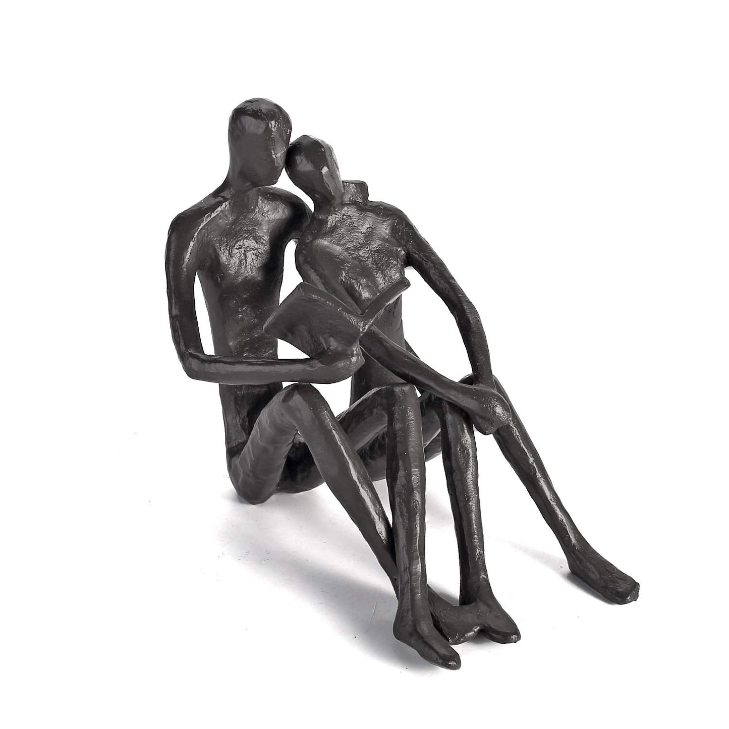 Ambipolar Romantic Reading Couple Bookshelf Decor, Cast Iron Bookend, Aesthetic Room Decor, Office Desk Decor, Home Decorative Bookend for Heavy Books, Satin Black