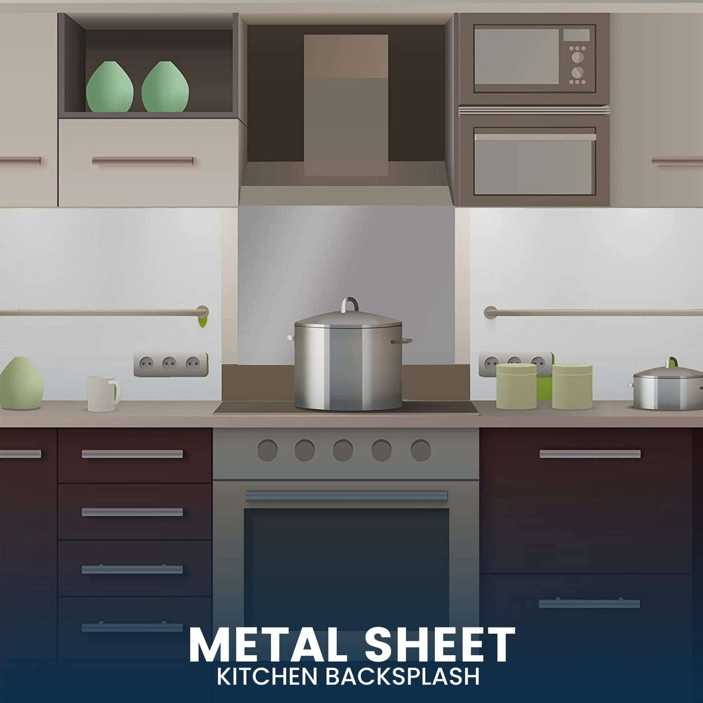 24" x 30" Reversible Metal Backsplash Matching screws | Compatible with Broan-NuTone SP3004 - Ultra Flat and Flushed Metal Panel Splatter Guard for Stovetop Easy Installation