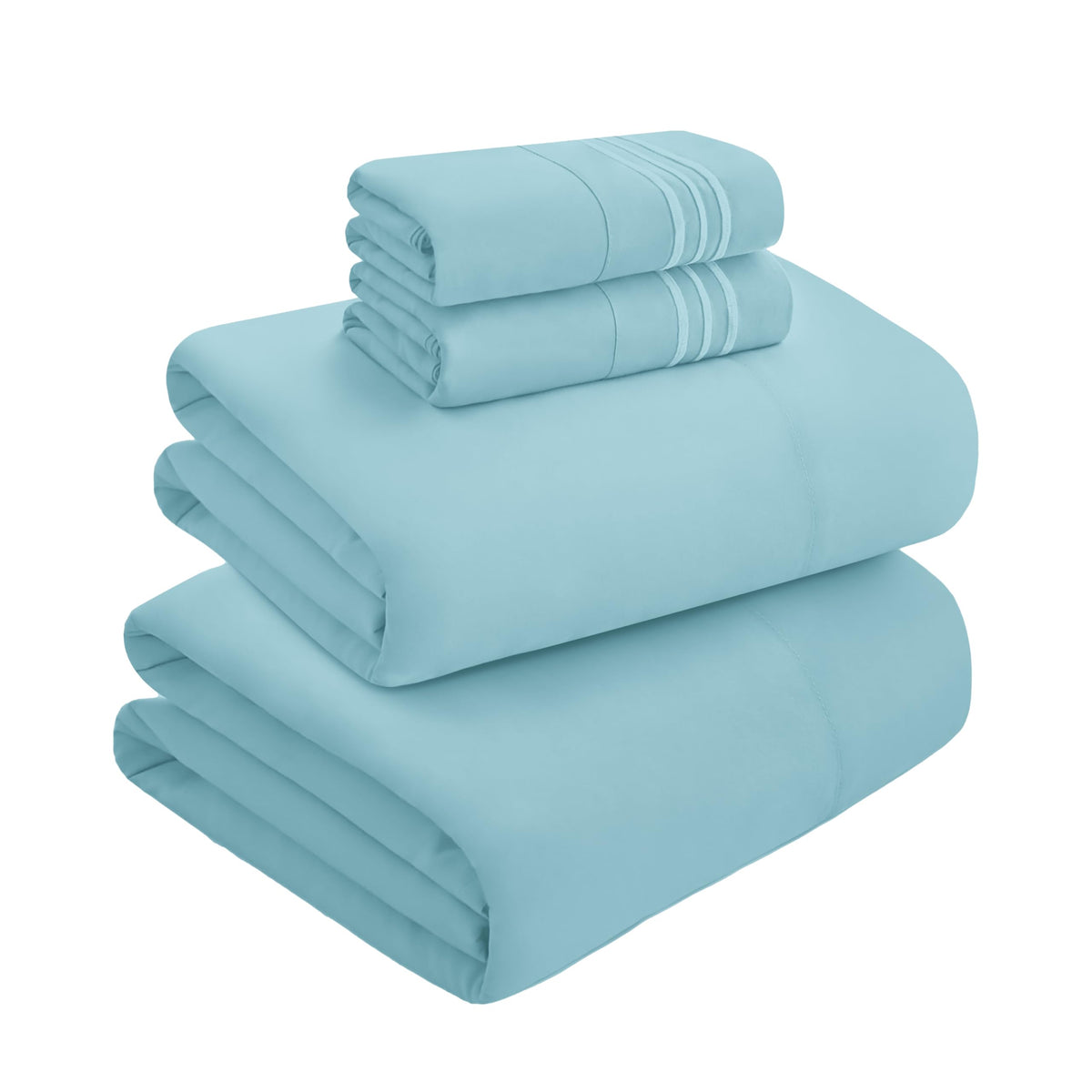 Mocassi Full Size 4-Piece Bed Sheet Set - 1800 Premium Hotel Quality Microfiber 18-24 Inches Extra Deep Pocket Fitted Sheet- Luxury Soft, Breathable, Wrinkle, and Fade Resistant, Aqua Blue