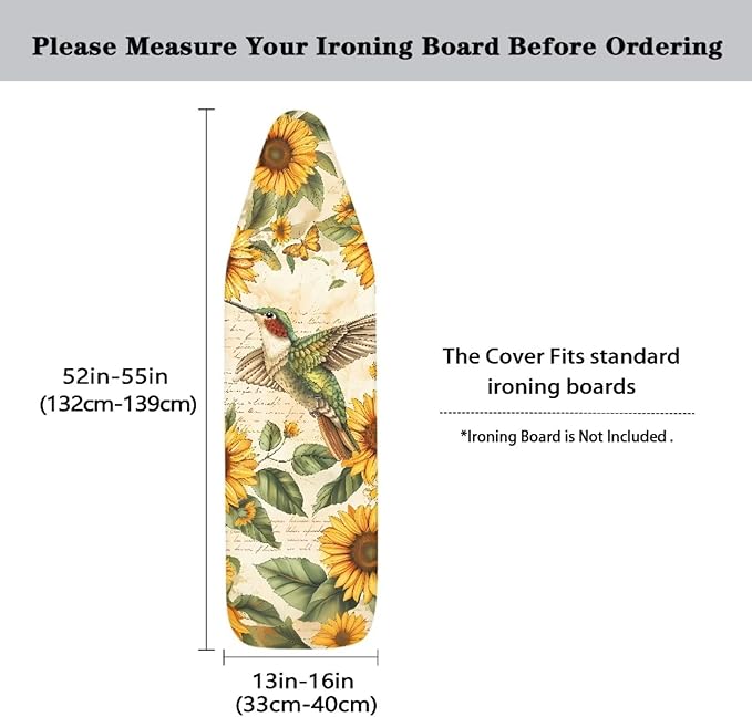 Sunflower Ironing Board Cover, Hummingbird Ironing Board Pad Cover Protector