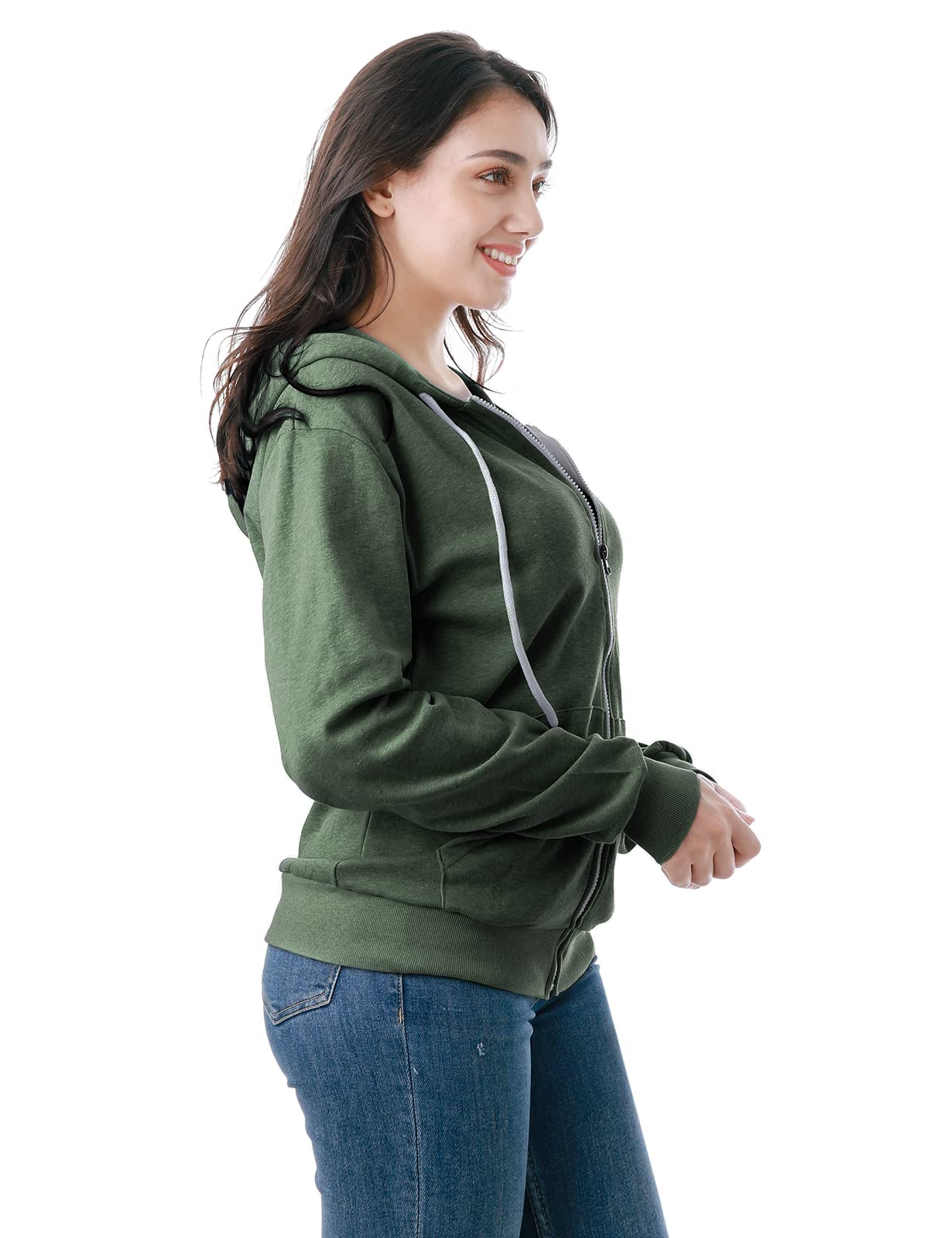 GIVON Women's Lightweight Zip Up Hoodie – Long Sleeve Thin Casual Hooded Jacket, Plus DCF200-JADEGREEN-L