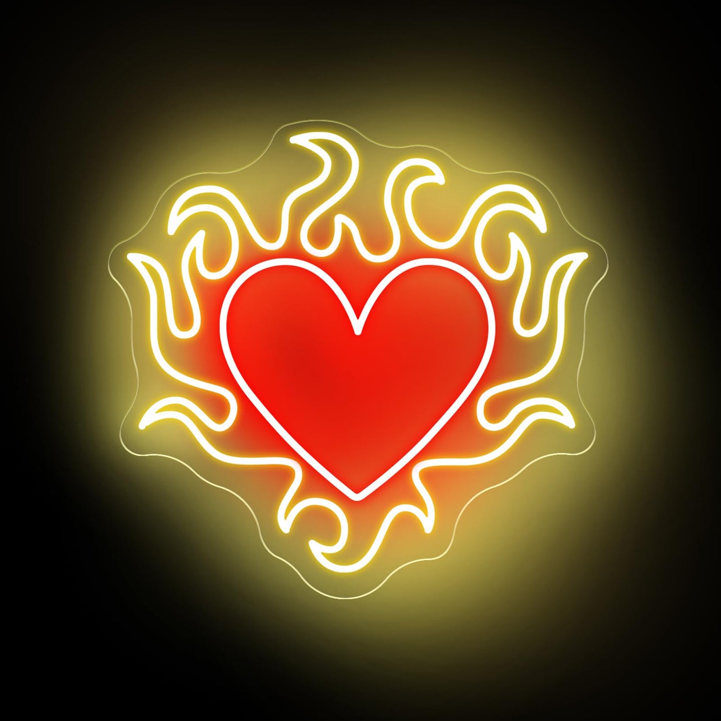 Flaming Heart Neon Sign Cool Wedding Neon Led Light Personalized Gift Idea for Her on Valentines Day, Aesthetic Heart Flame Wall Art Decor, Dark Gothic Wall Art, Birthday Gift, Witch Decor-13.8"