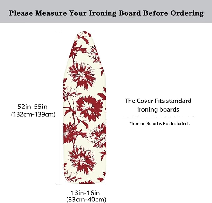 Retro Flower Ironing Board Cover Pad Cover Standard Size Soft Fabric Scorch