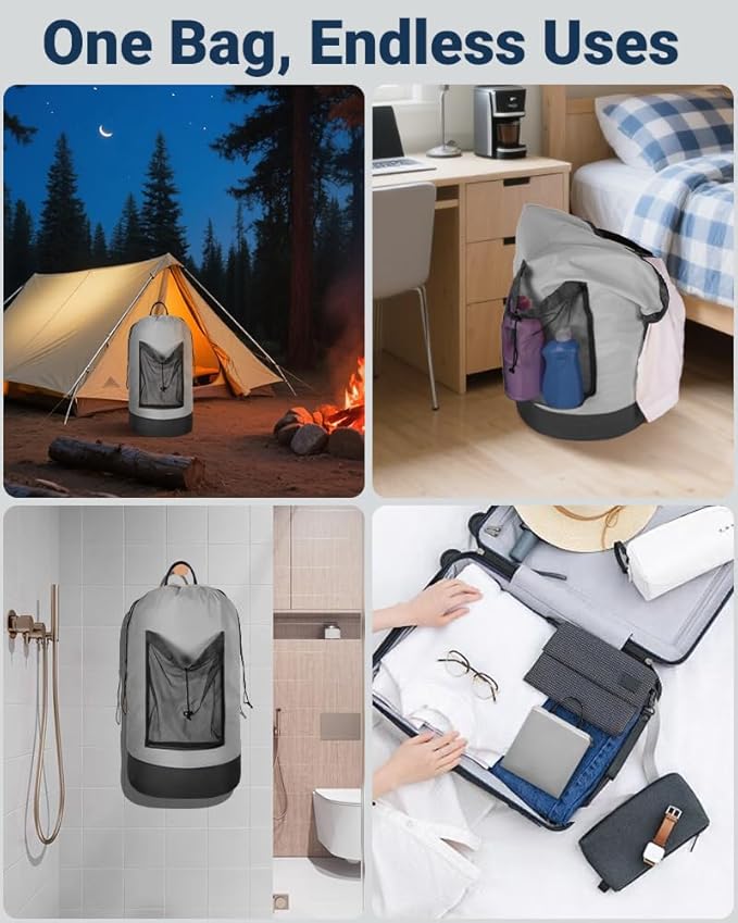 Laundry Bag with Shoulder Straps and Mesh Pocket Laundry Backpack Large