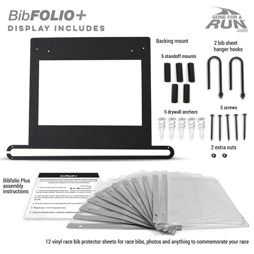 Gone For a Run BibFOLIO Plus Race Bib Holder and Running Medal Hanger Display | Race Medal Holder Display and Running Bib Holder for Runners | Race Bib and Race Medal Display for Runners