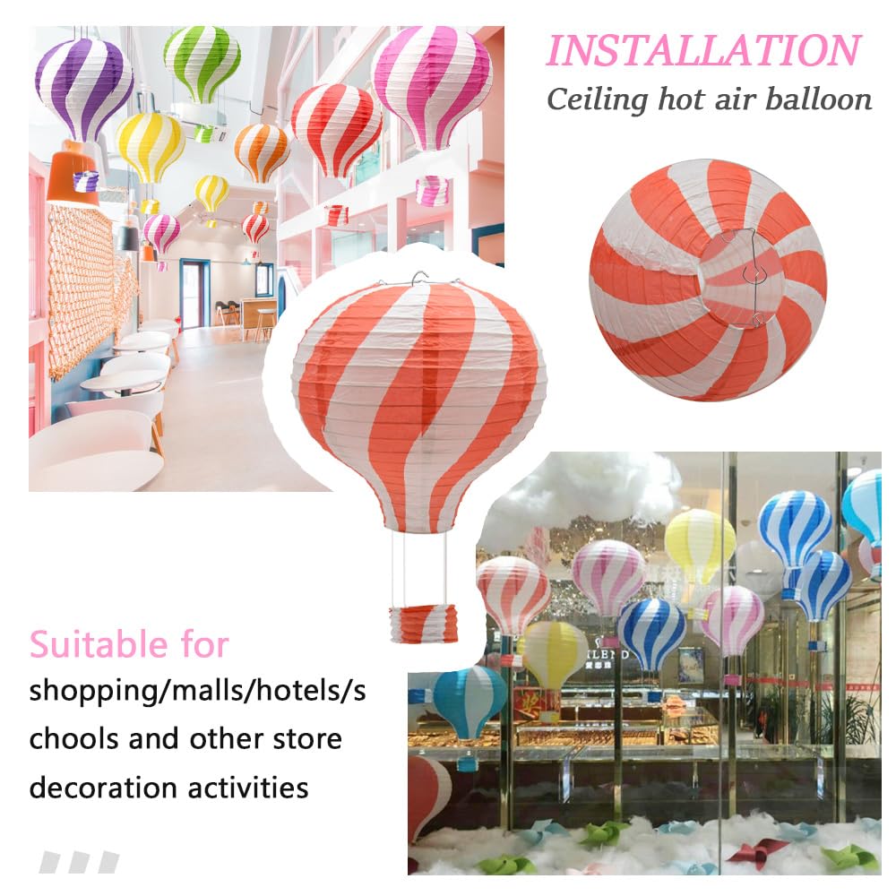 Ruidee 3 Pieces Hanging Hot Air Balloon Paper Lanterns 12 inch Paper Lanterns Set Decoration Ball Lamps for Wedding, Birthday, Anniversary, Christmas (Red)