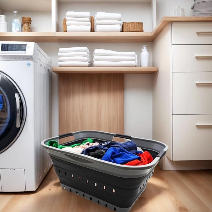 SAMMART 42L Collapsible Plastic Laundry Basket