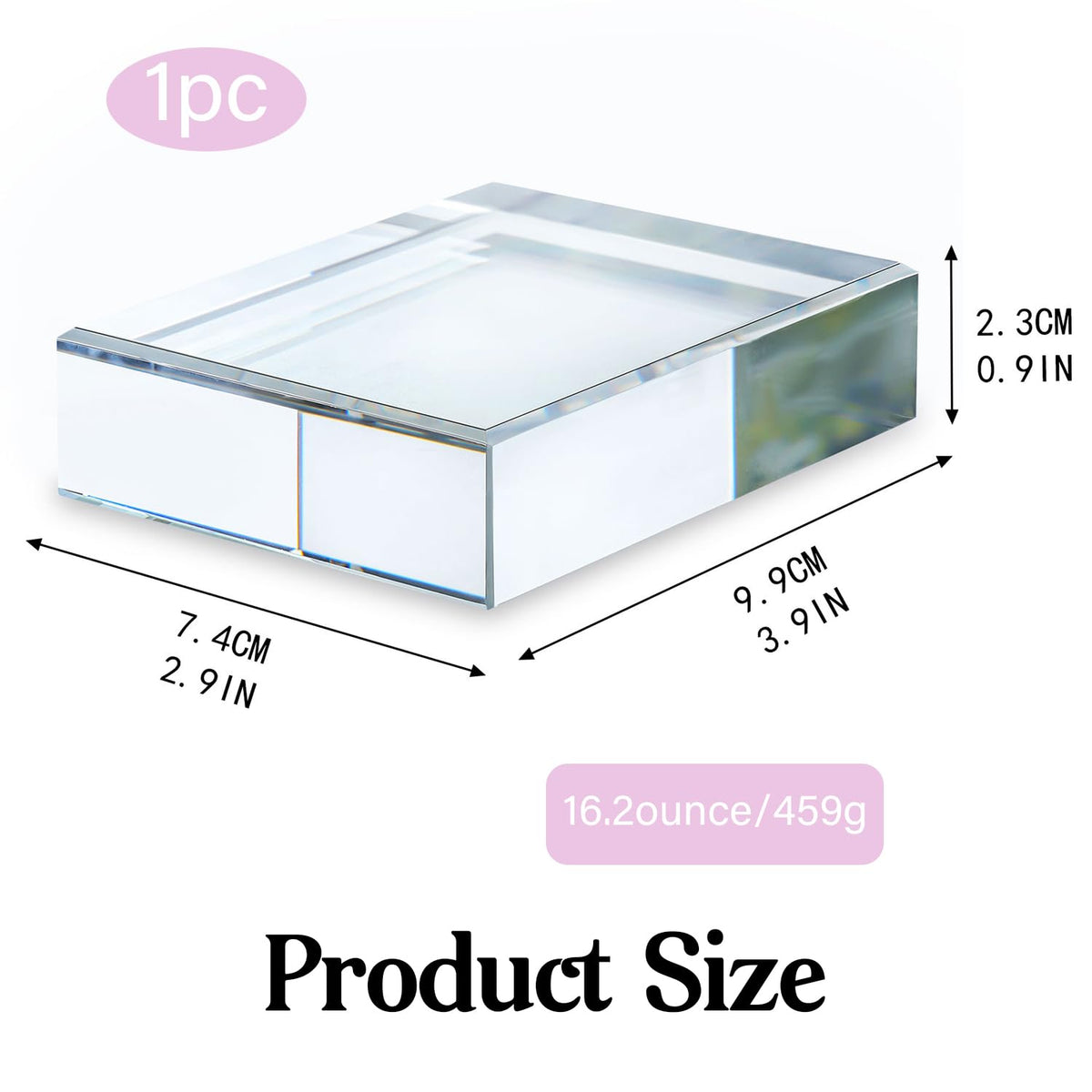 H&D HYALINE & DORA Clear Crystal Rectangle Paperweight Glass Decorative Paper Weights for Office Desk, Functional Crystal Paperweight for Photography Reading