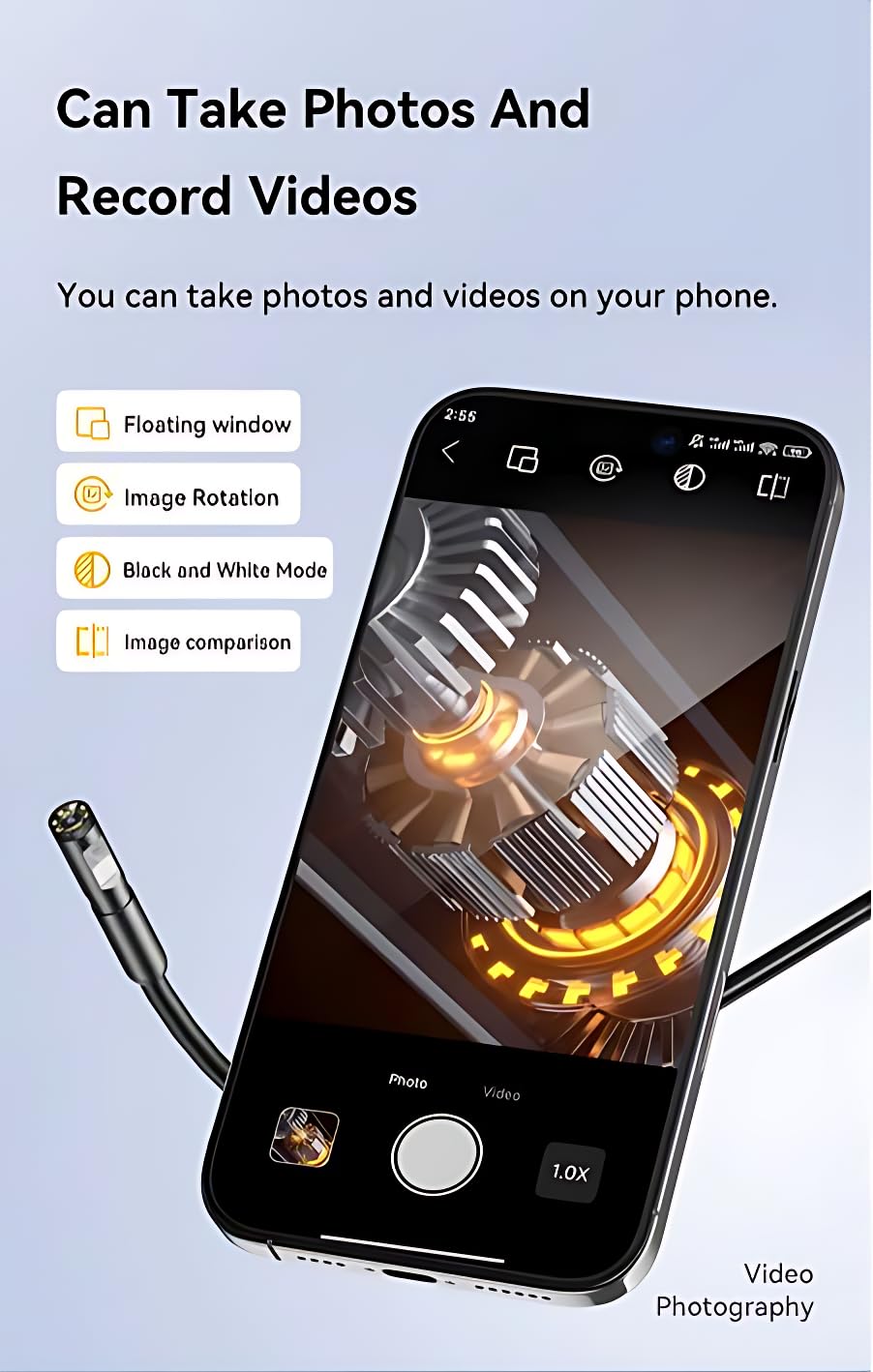 1920P HD 16.4FT Dual-Lens Endoscope Camera with Light, USB Type C Borescope, Pipe Semi-Rigid Snake, Scope Camera with 8+1 LED Lights for Android and iOS Smartphones, iPhone, iPad, Samsung. KEEMIKA