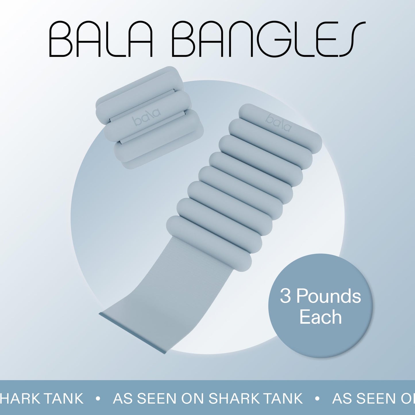 Bala Bangles Wrist & Ankle Weights for Women & Men (Sea) - 3 lb Adjustable Silicone Weighted Bracelet Set for Gym, Yoga, Pilates, Cardio & Strength Training - Wearable Arm & Leg Workout Weights