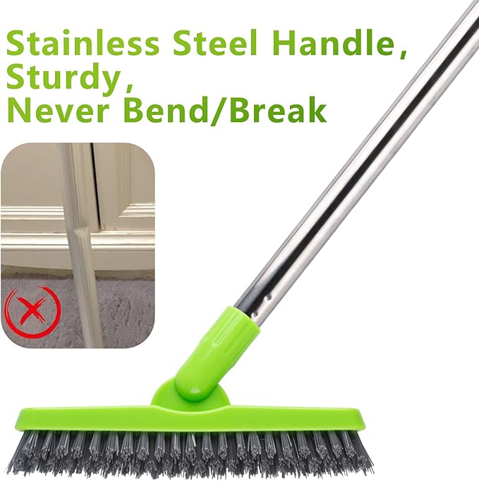 ITTAHO 2 Pack Grout Brush with Long Handle, Swivel Cleaning Grout Line Scrubber
