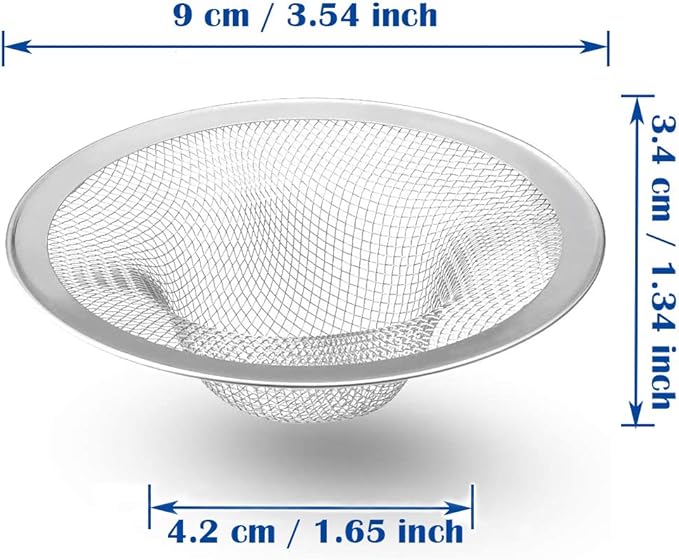 2 Pcs Heavy Duty Stainless Steel Slop Basket Filter Trap, 3.54" Top / 1.65"