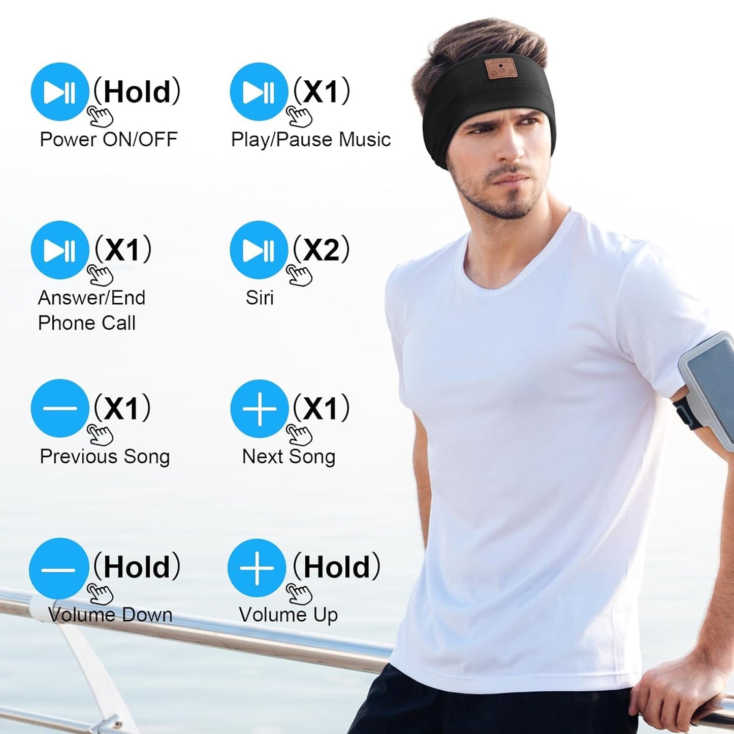 2-Pack Sleeping Headphones Wireless Bluetooth 5.4, Headband Headphones with Ultra-Thin Speakers, Bluetooth Headband for Side Sleepers, Running, Workout, Insomniac, Travel, Meditation(Black&Grey)