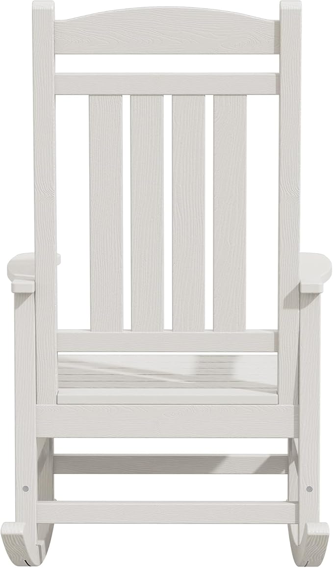 KINGYES Oversized Outdoor Rocking Chair Set of 4, High Density Polyethylene Patio Rocking Chairs with 330lbs Support for Adults, White