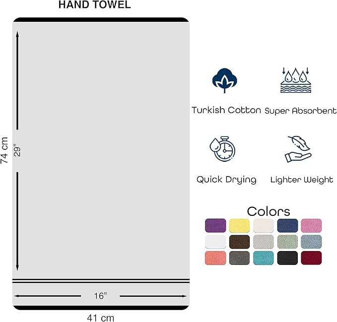 Hawmam Linen Cool Grey Hand Towels 4-Pack