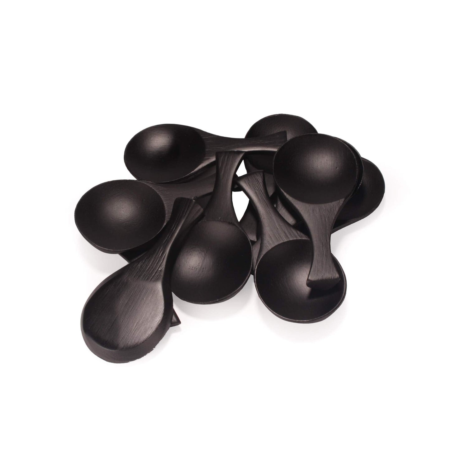 BambooMN - 3.5" Small Solid Bamboo Round Scoop - Black - 100pcs