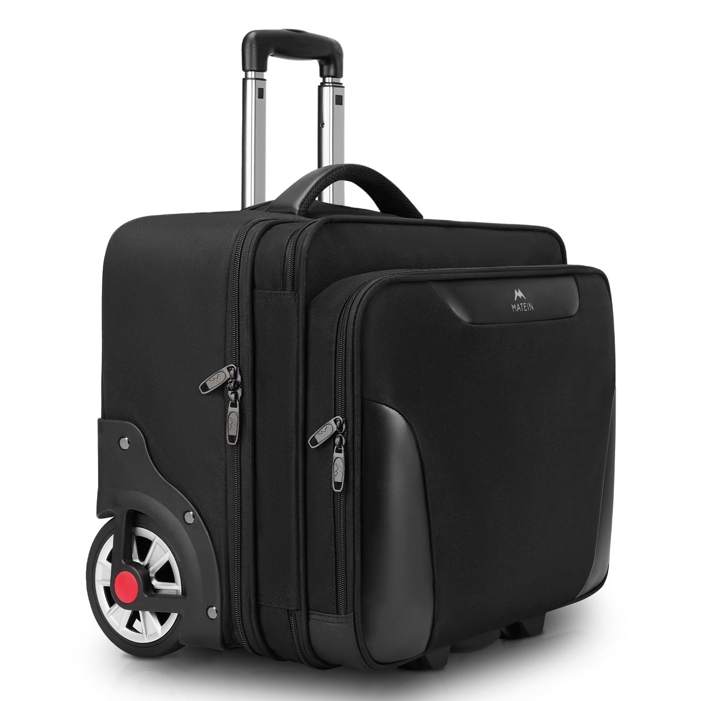 MATEIN Rolling Briefcase for Men, Large Rolling Laptop Bag with Big Wheels Fits 17.3 Inch Notebook for Travel Office Work, Water Resistant Roller Computer Case College Teacher Luggage Suitcase, Black