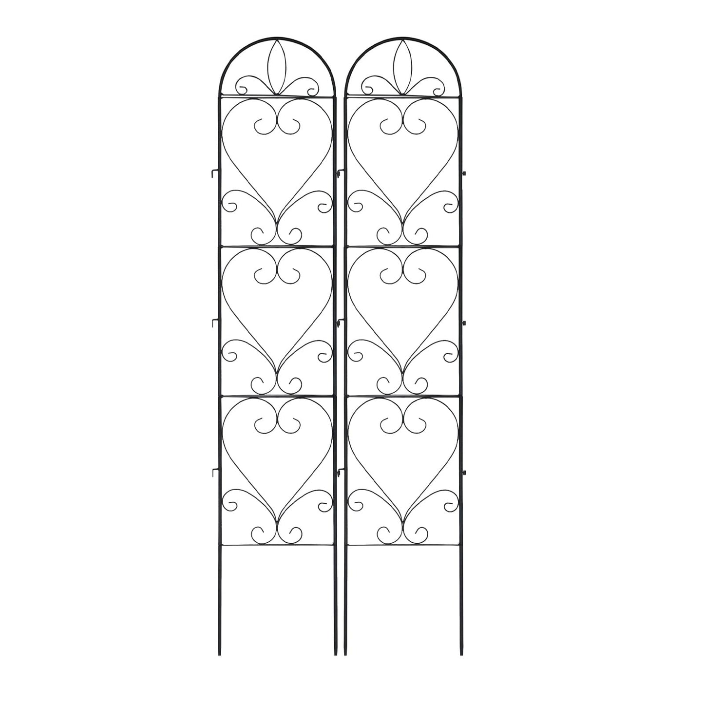 XYCCRX 2PCS Metal Garden Trellis for Climbing Plants Outdoor, Heavy-Duty Cucumber Tomato Trellis for Raised Garden Bed, Decorative Wrought Iron Trellis Arch for Wedding Party Decor