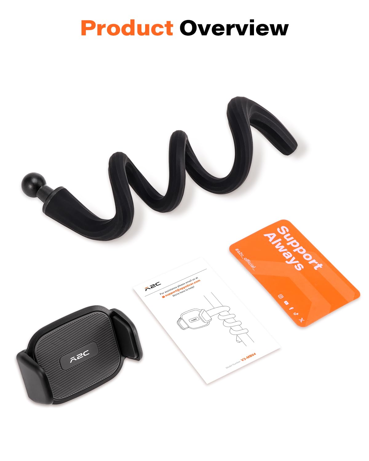 A2C Flexible Phone Holder for Treadmill, Peloton, Stroller, Shopping Cart, Desk, Gooseneck Long Arm Phone Mount for 4.7โ-6.9" Smartphones, Portable Gym Accessories Phone Holder, Gift for Men Women