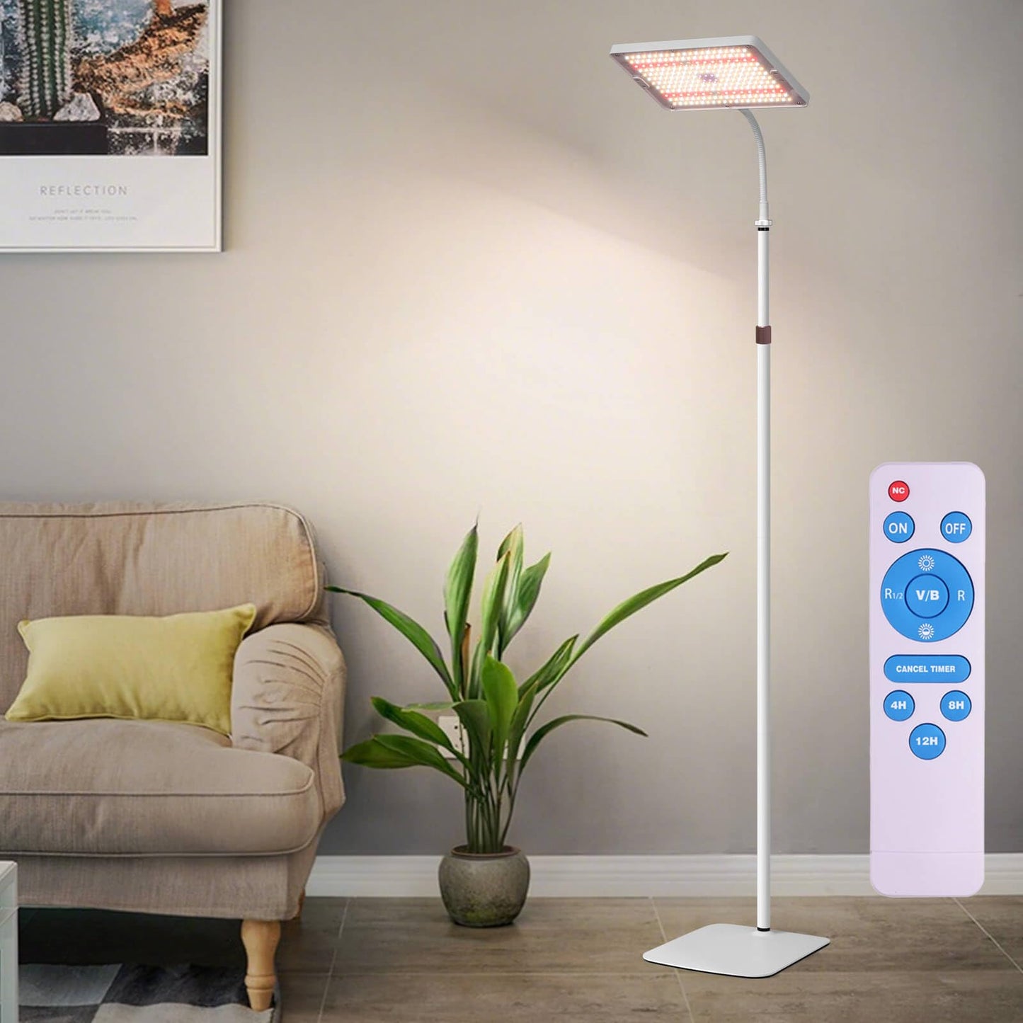 LED Grow Lights for Indoor Plants with Stand for Floor and Tabletop , Full Spectrum plant lights for indoor growing with Timer 4H/8H/12H, Plant light with 3 Lighting Mode & 10 Dimmable Brightness.