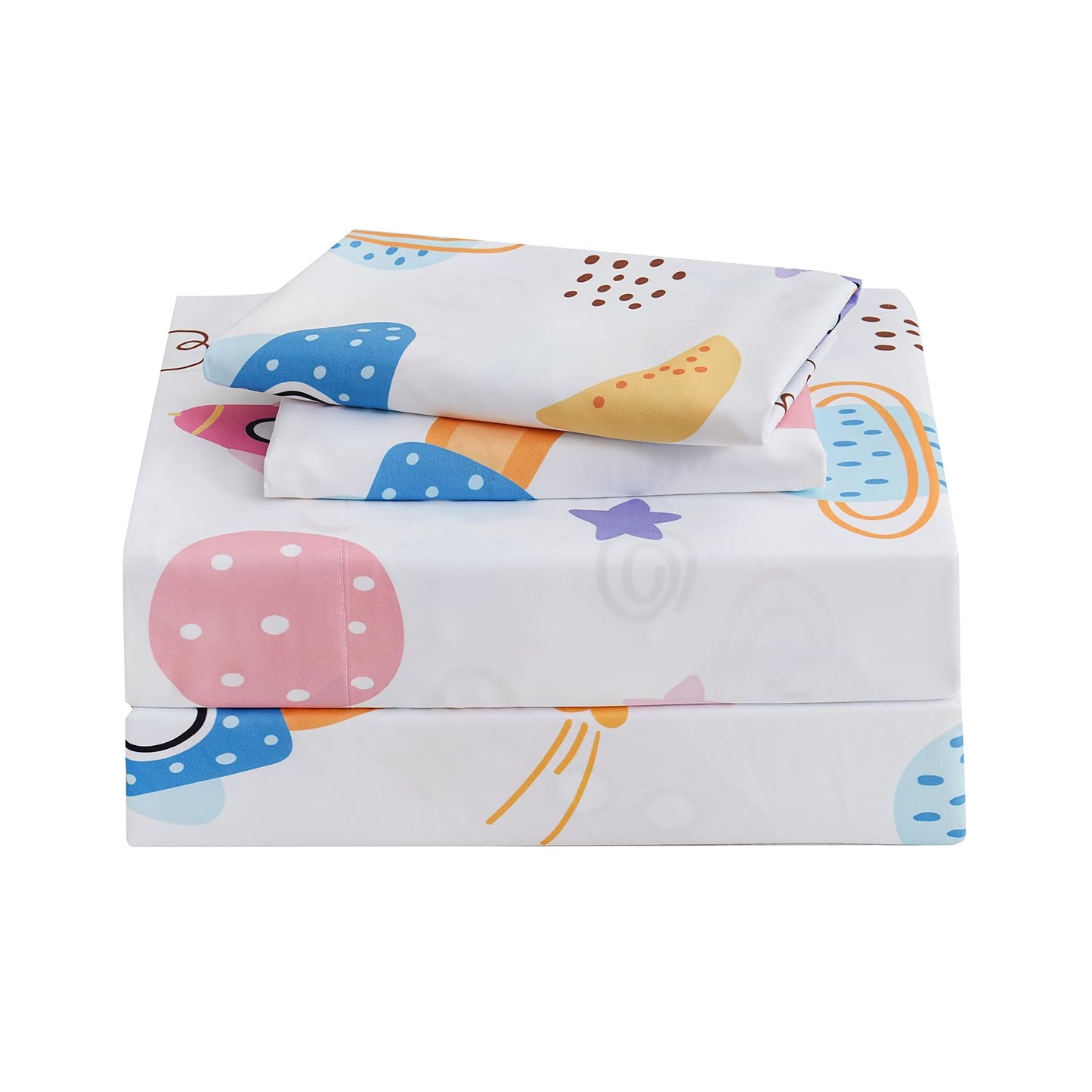 Ocharo Kids Outer Space Theme Sheet Set Twin Size,Soft Bed Sheets with Rocket Planet Printed - Fade Resistant Universe Bedding Sets 3 Pieces Breathable Deep Pocket Fitted Sheet for Boys Girls,Colorful