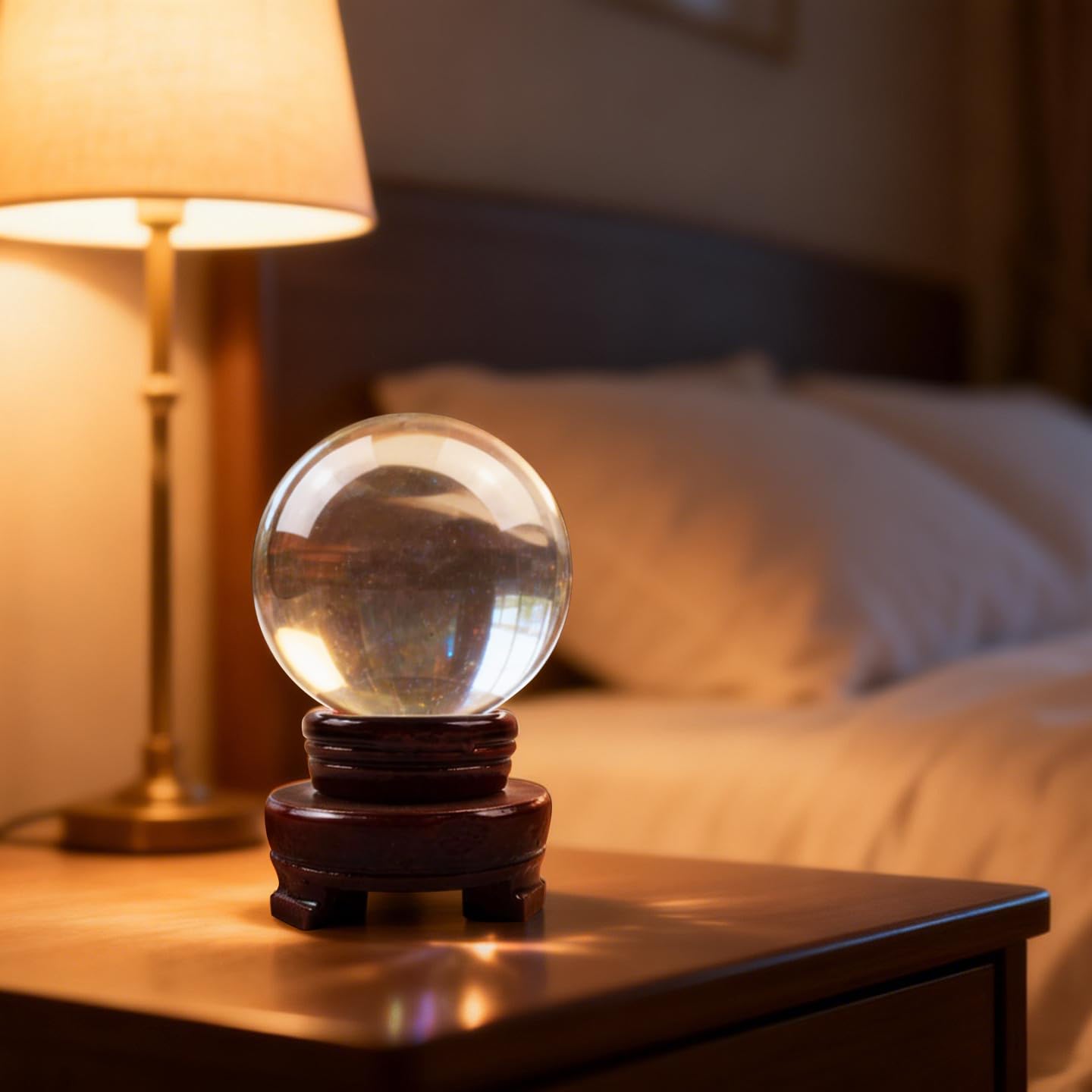TWINKLING Crystal Ball K9 Quartz Crystal Balls with Wooden Stand, Crystal Sphere Ideal for Photography, Meditation, Feng Shui, Home Decor & Fortune Telling, 80mm/3.15Inch