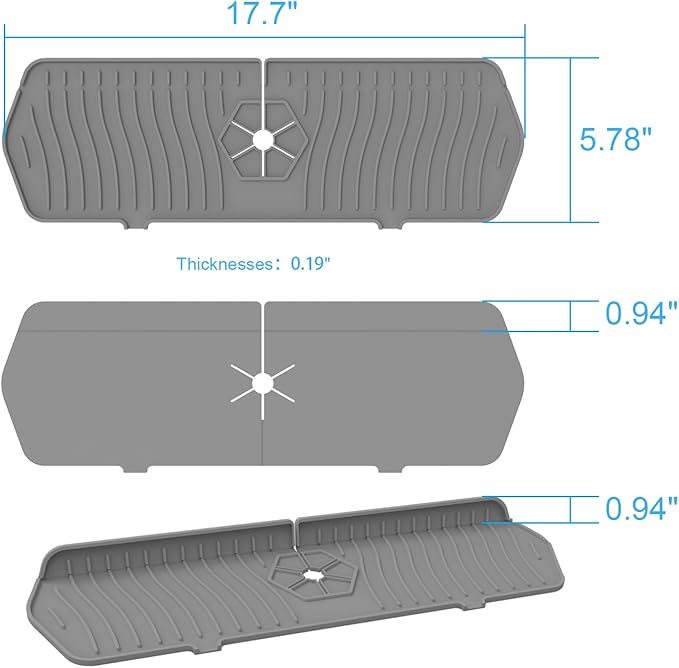 Sink Drain Mat Behind Faucet, Faucet Guard Draining Mat, 90° Foldable Tap