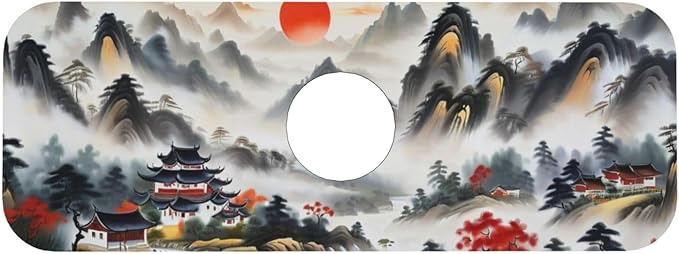 Chinese Sun Mountain Tower Garden Fashion Kitchen sink faucet pad, strong water
