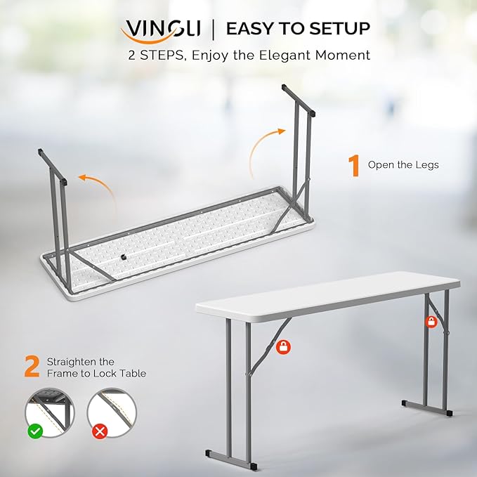 VINGLI 5 FT Narrow Folding Table, Home Work