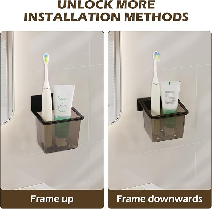 Bathroom Toothbrush Holder Set Modern Black Metal Clear Plastic Toothbrush