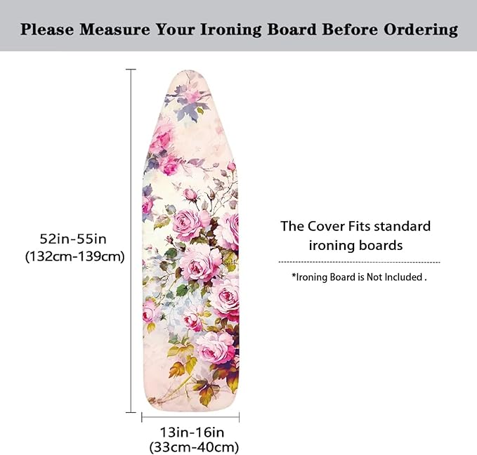 Pink Flower Ironing Board Cover and Pad Iron Pad Covers Resist Scorching and