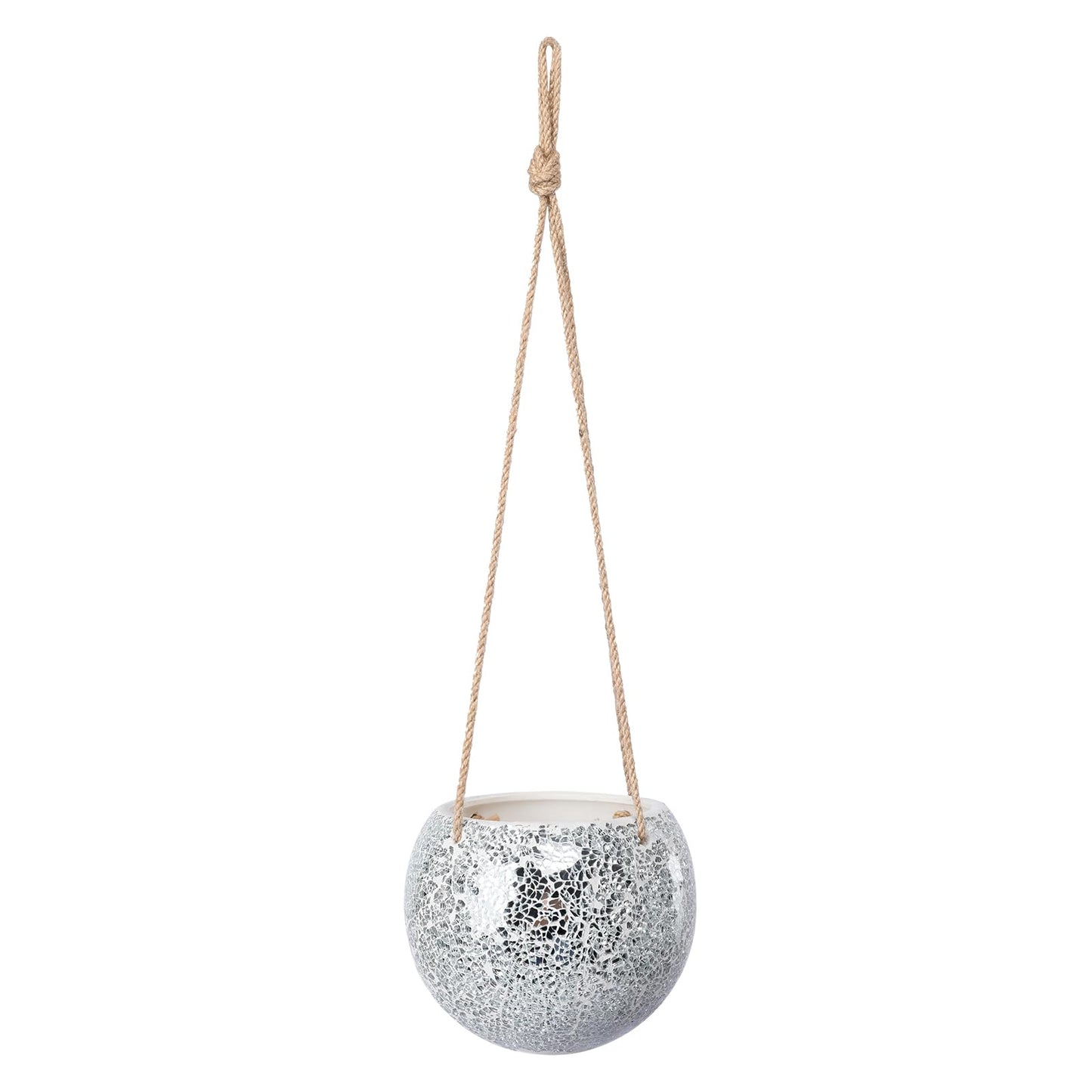 Chonsun Hanging Planter Mosaic Garden Pot Small Flower Pot for Indoor Plant Disco Ball Hanging Planter with Drainage Sliver